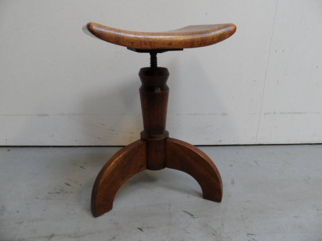 Tabouret de piano vintage en chêne des années 1930