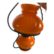 Lustre suspension, vintage, opaline, Orange Annee70