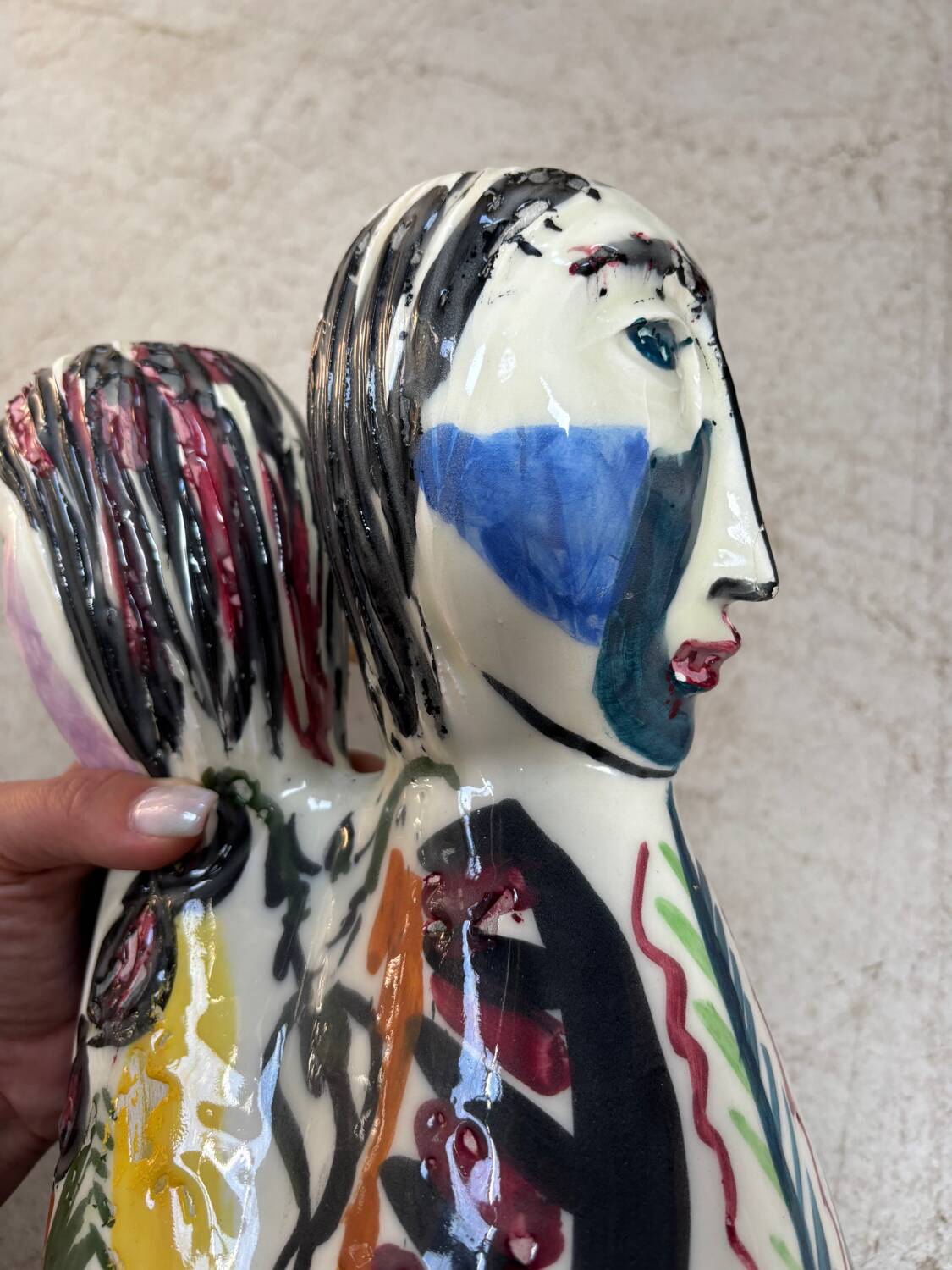 Double ceramic Face Vase