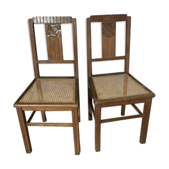 Duo of old chairs art deco style