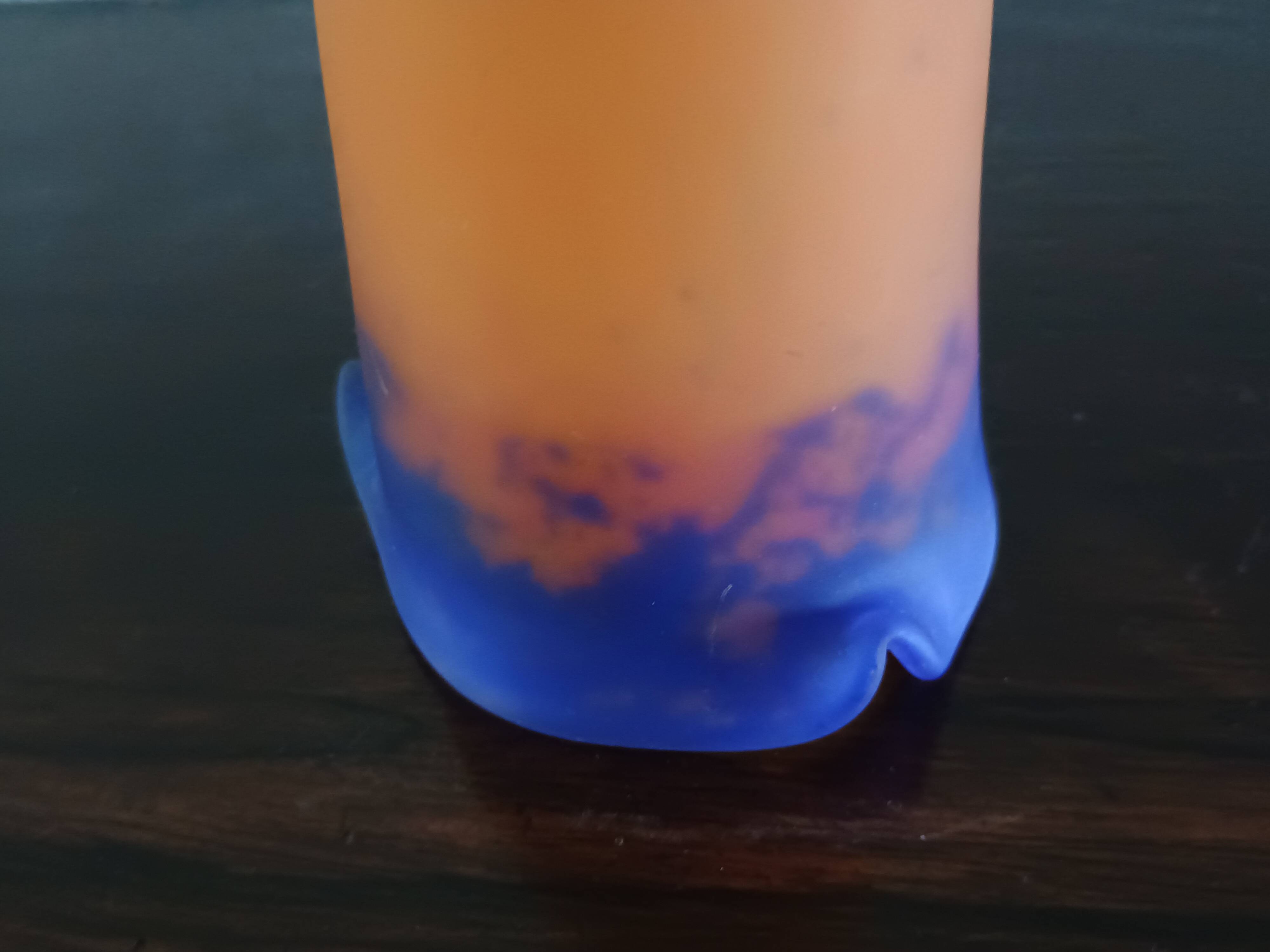 Muller Freres Luneville - Tulip Corolla Orange-Violet Marbled Glass