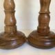 Pair old large wooden candle holders brutalist