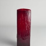 Swedish Red Devil Triangular Glass Vase by Christer Sjögren for Lindshammar