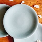 10 assiettes à desserts en céramique bleu Longchamp