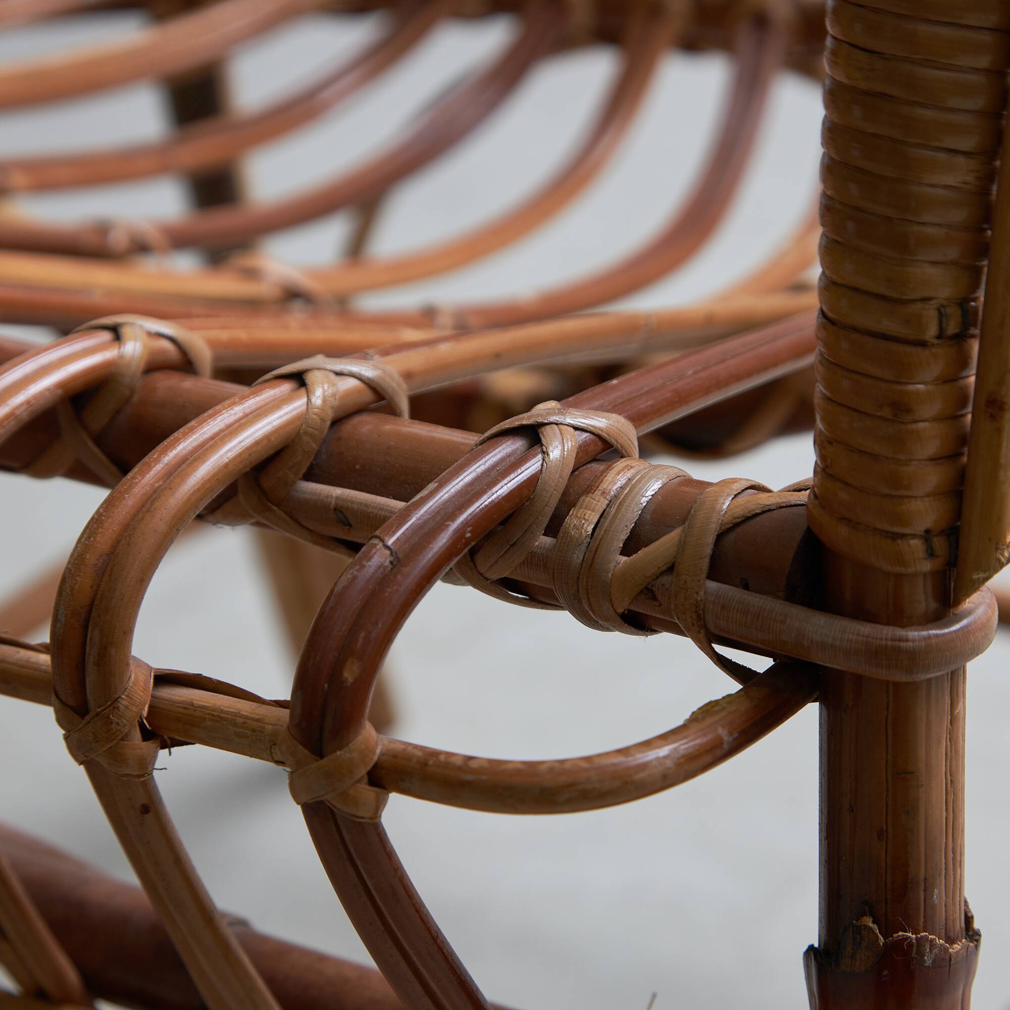 Italian Cane Garden Armchair, 1970s
