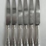 Service à couteaux, Charles Christofle, métal argenté, Art Nouveau, décor végétal, fromage, grands