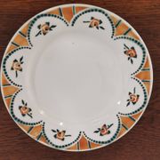 Old round dish on shower stand in art deco earthenware from the 1930s