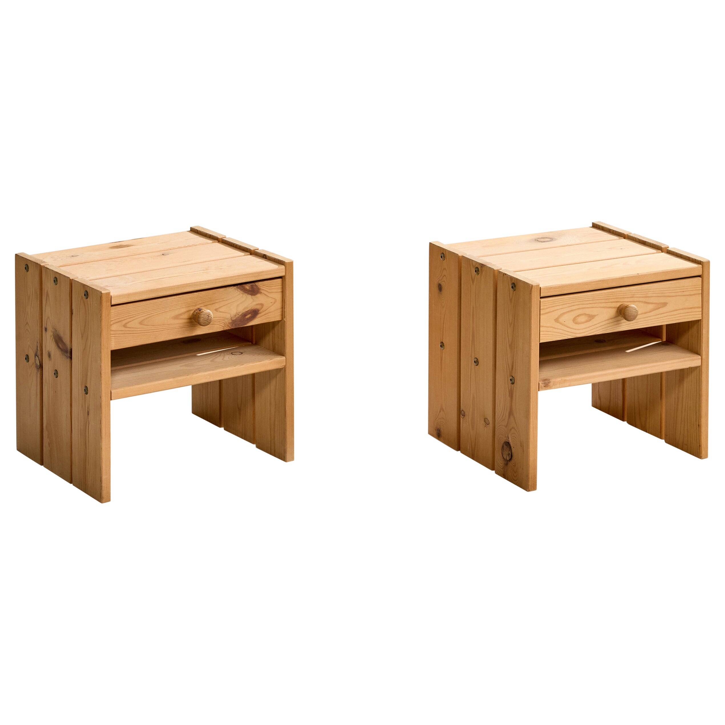 Danish Wall Hanging Bedside Tables in Pine, 1970s/80s, Set of 2
