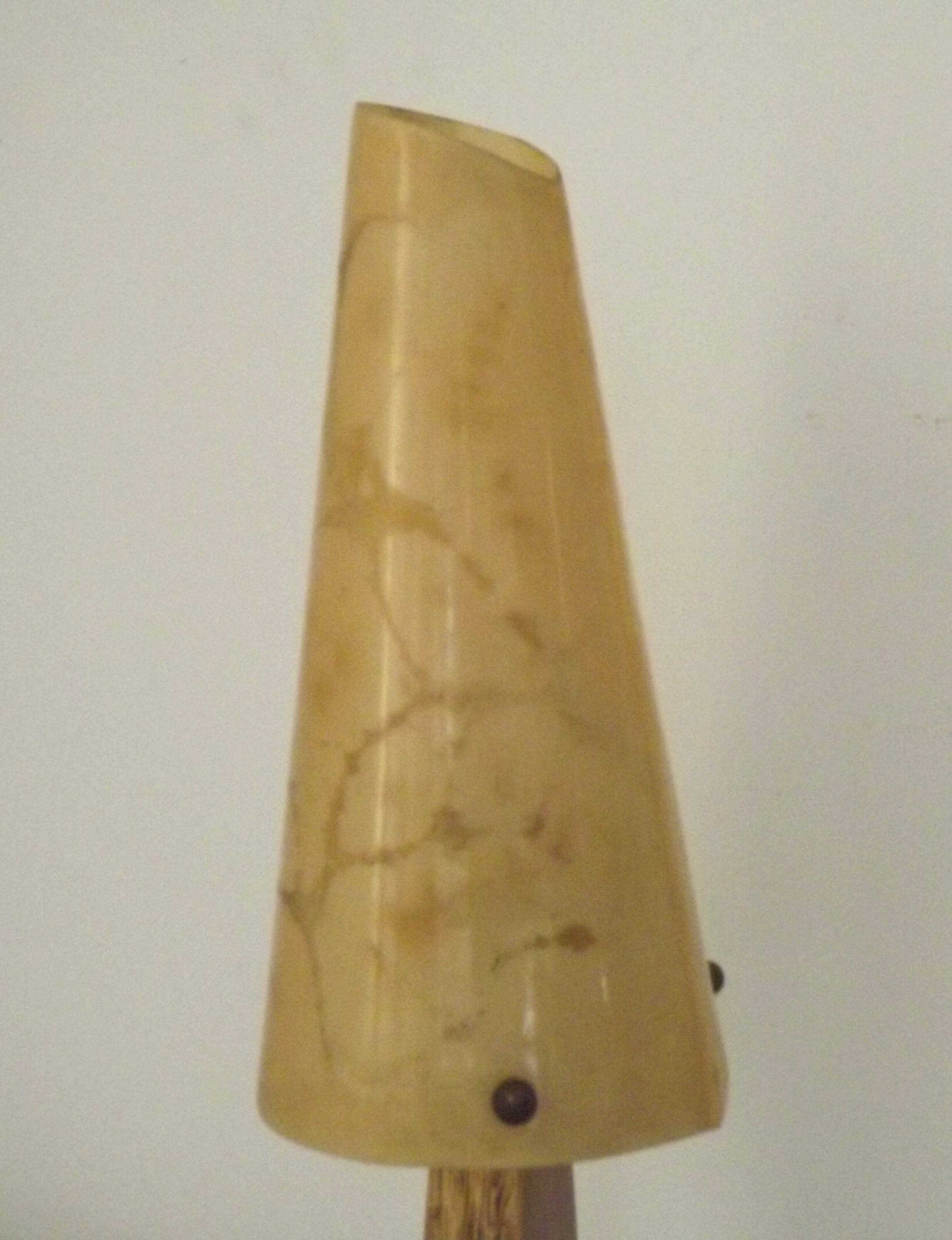 French vintage gold retro resin table lamp with marble effect cone shade.