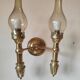 2-light wall light in brass and glass tulips