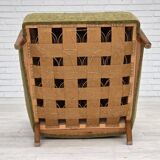 1960s, Danish armchair, original green furniture velour, ash wood