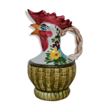 Pichet barbotine zoomorphe en forme de coq