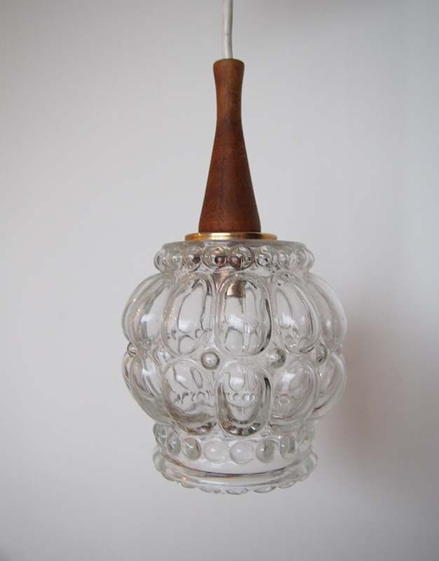 Suspension en verre et bois