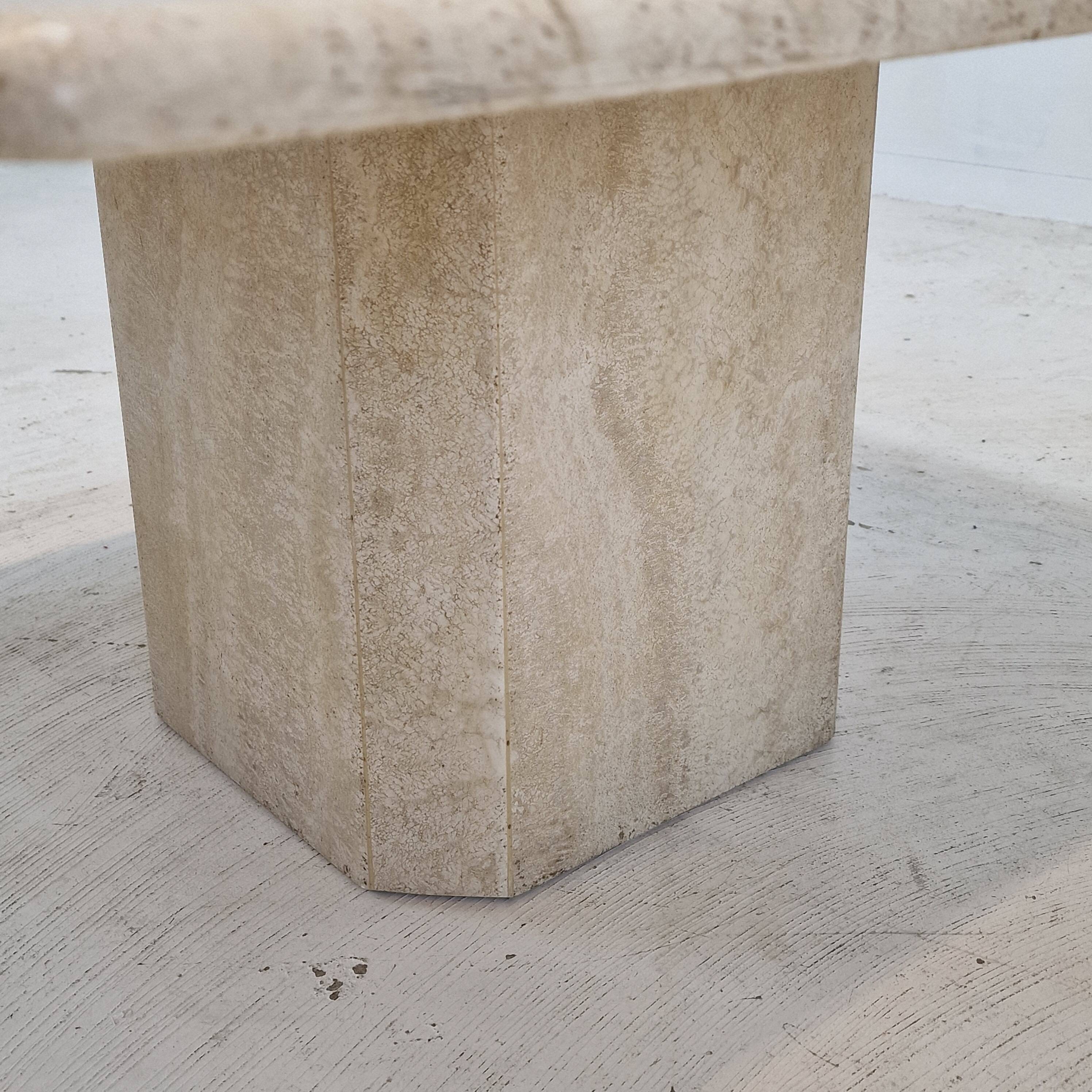 Italian coffee table in travertine, 1980s
