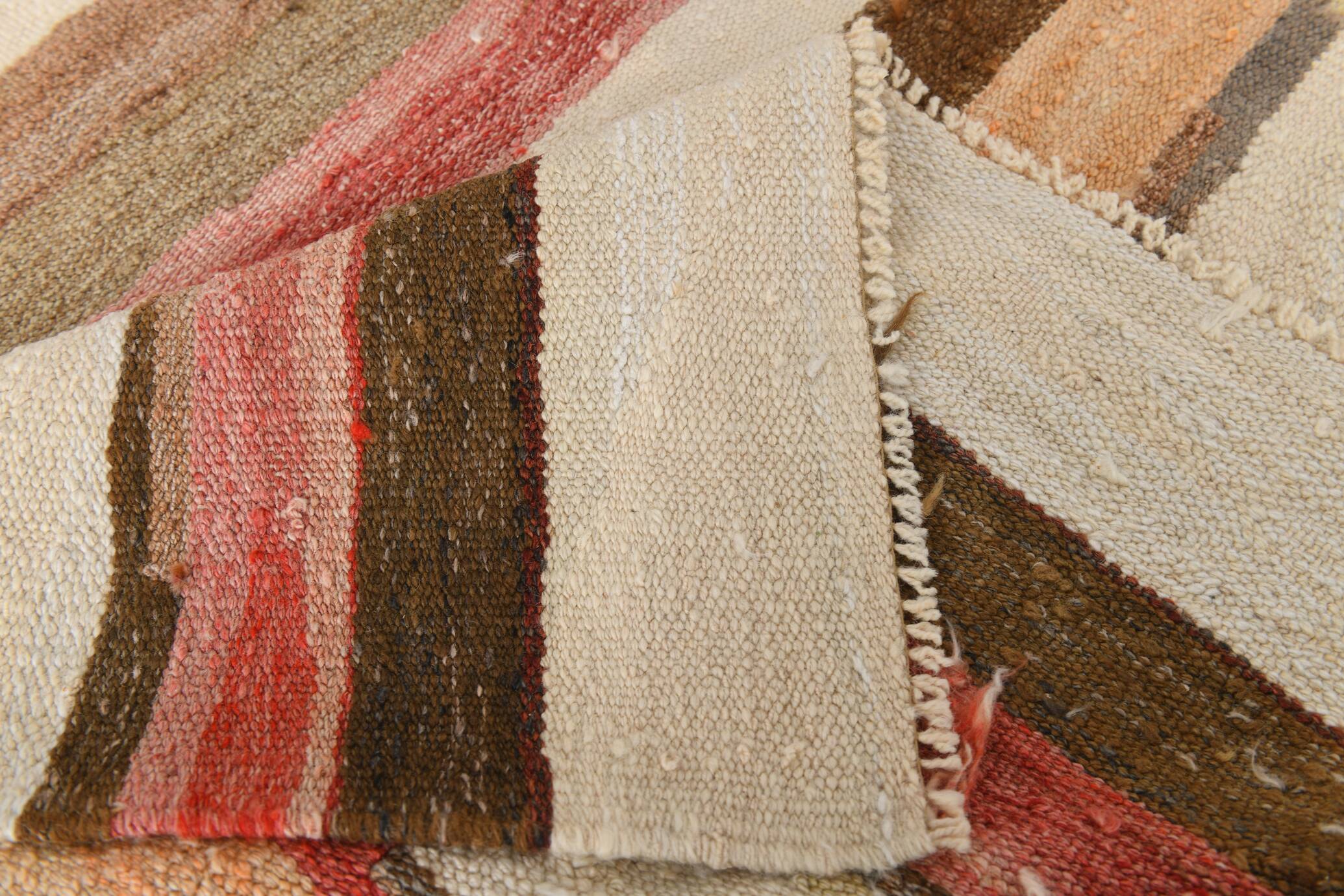 Grand Kilim Vintage Géometrique, Tons Terre & Rouge, Fait Main, 293x386 Cm