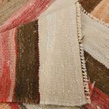 Grand Kilim Vintage Géometrique, Tons Terre & Rouge, Fait Main, 293x386 Cm