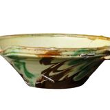French antique ceramic bowl with jaspe glaze, Savoyard