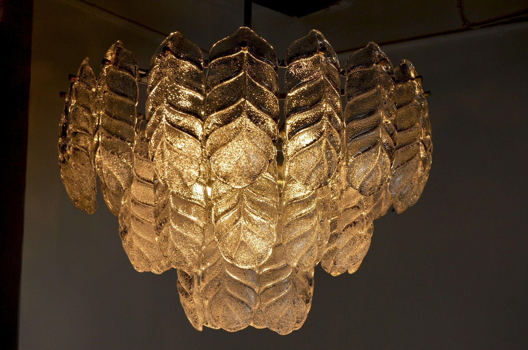Lustre "Leaves" by Mazzega glass from Murano, Italy, 1970