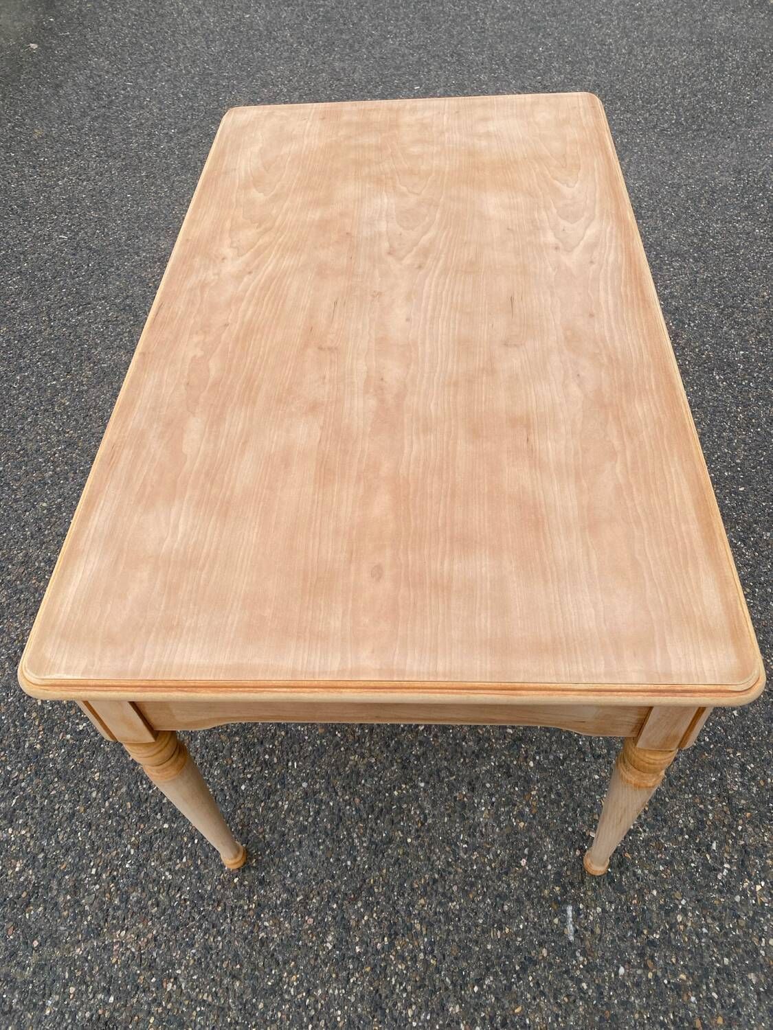 Louis XVI style presidential desk renovated in raw wood 120cm