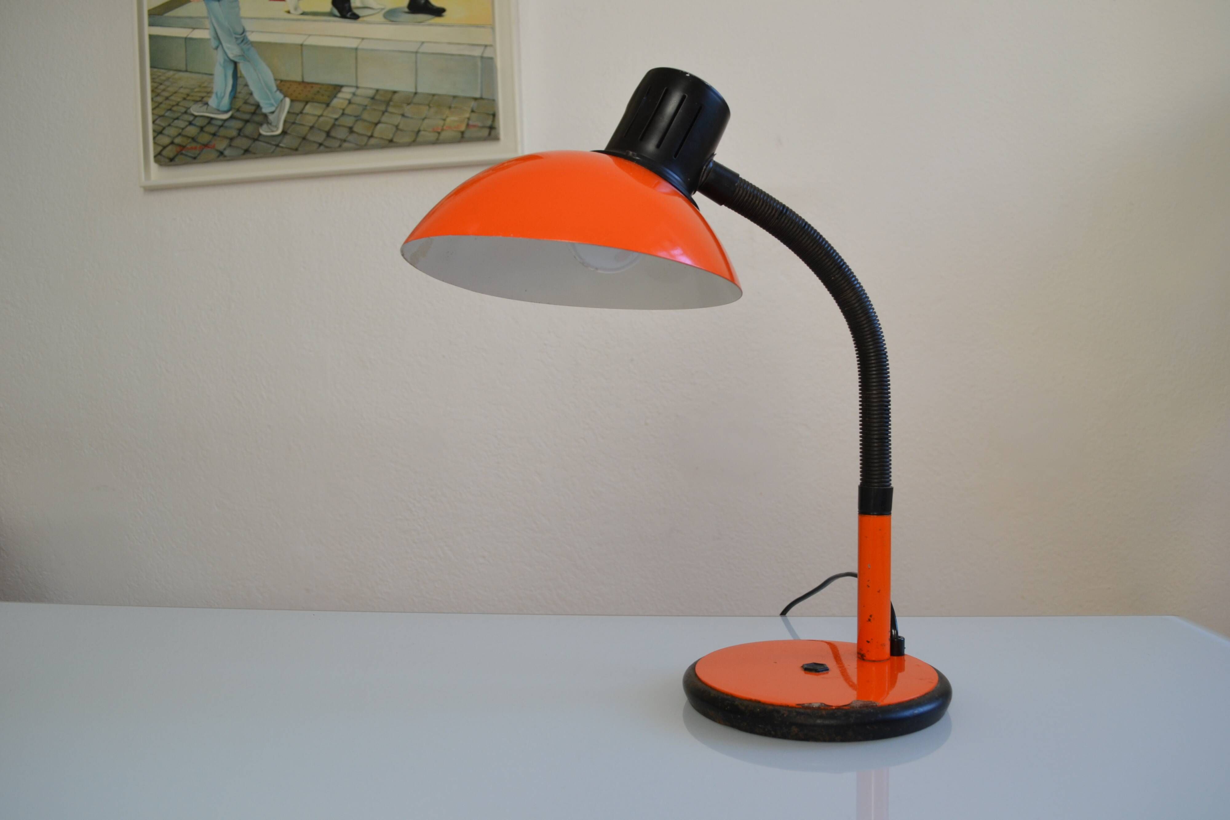 Vintage Aluminor France orange lamp from the 70s 1970