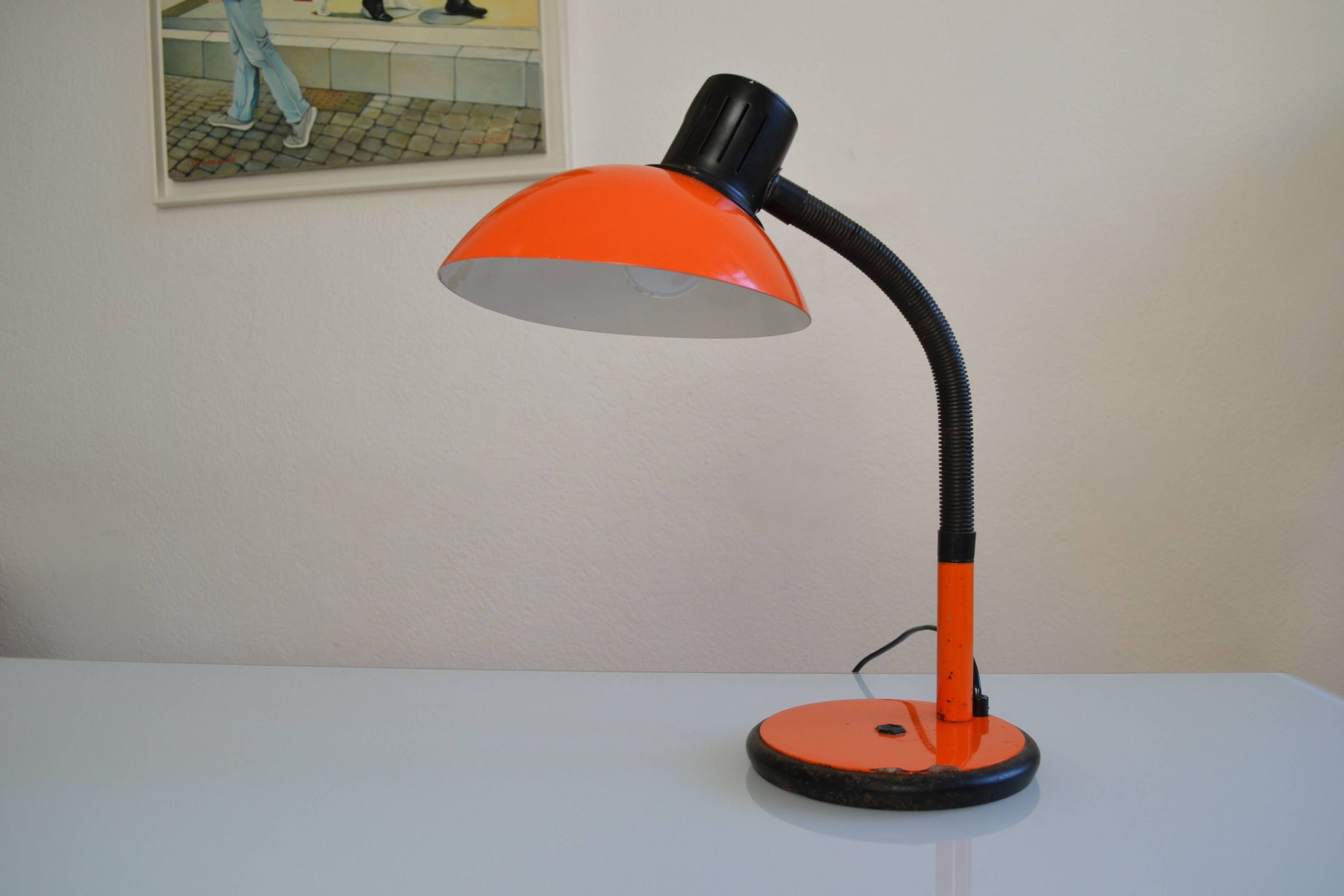 Vintage Aluminor France orange lamp from the 70s 1970