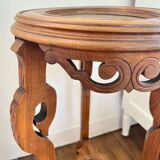 Pedestal table in wood and marble