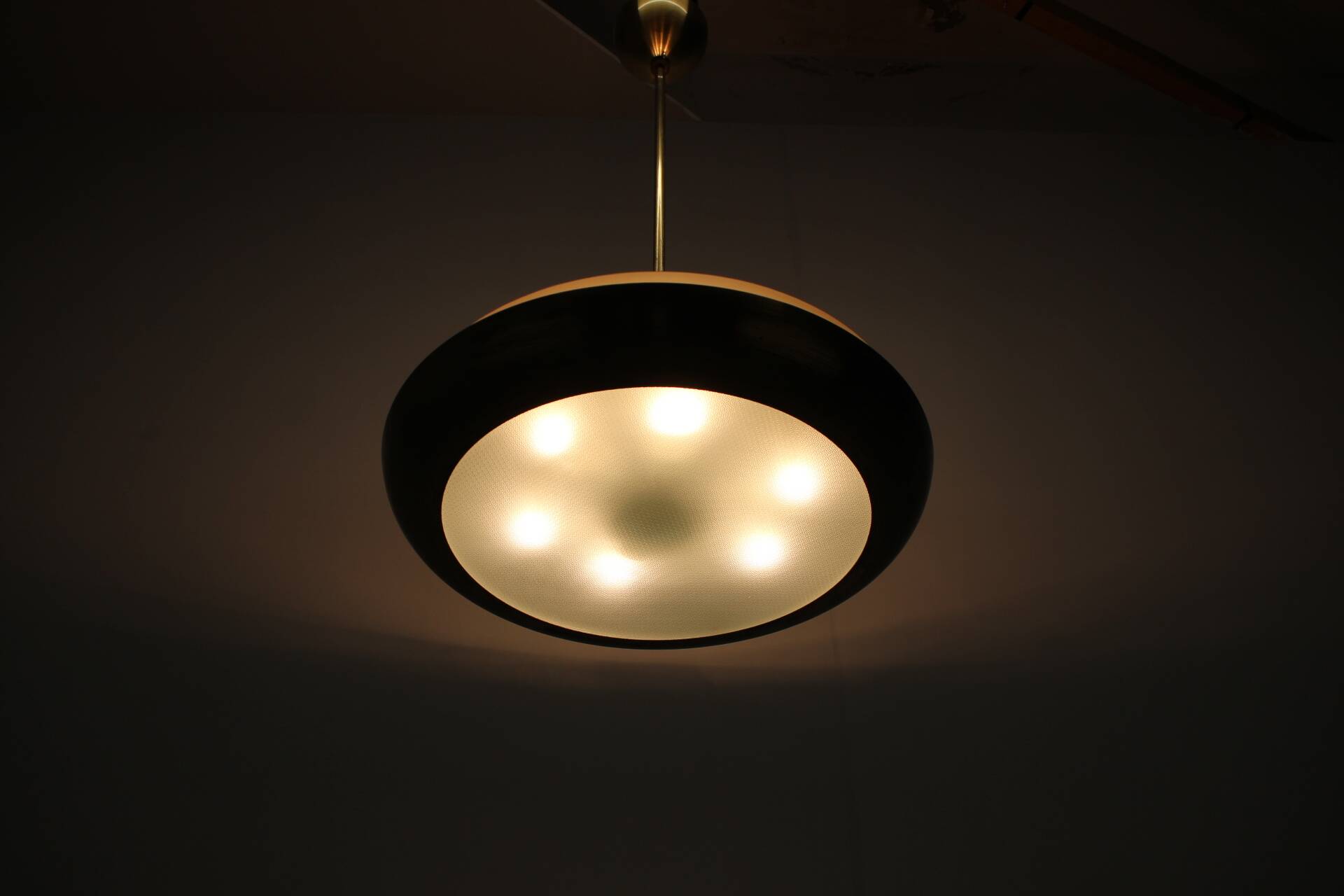 Art Deco UFO chandelier by Josef Hůrka for Napako, 1930s