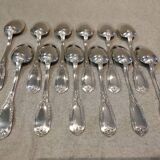 12 silver-plated metal soup spoons by Ravinet & Cie, Empire 81.