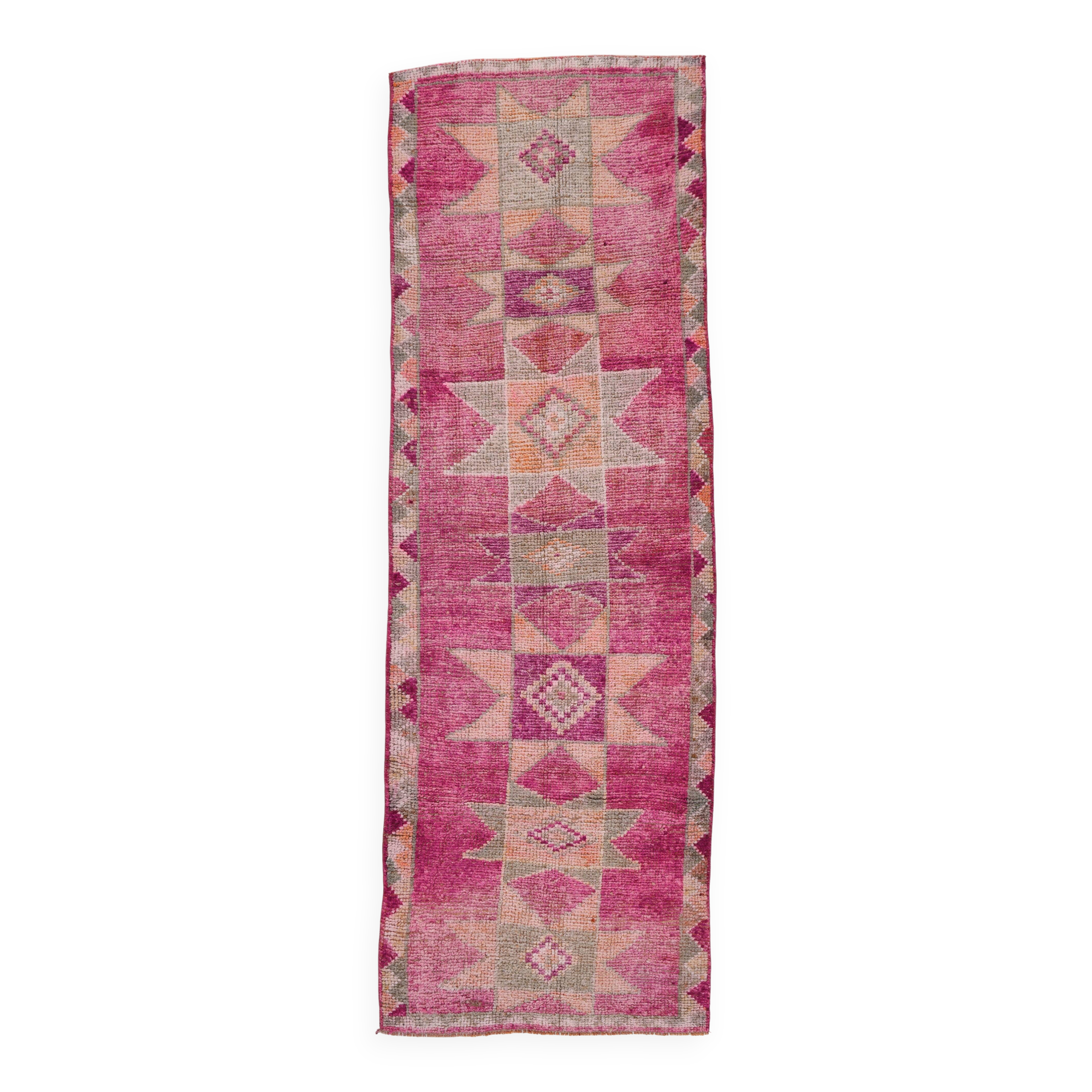 Pink Orange Turkish Runner Rug 100x302Cm