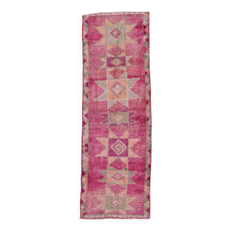 Pink Orange Turkish Runner Rug 100x302Cm