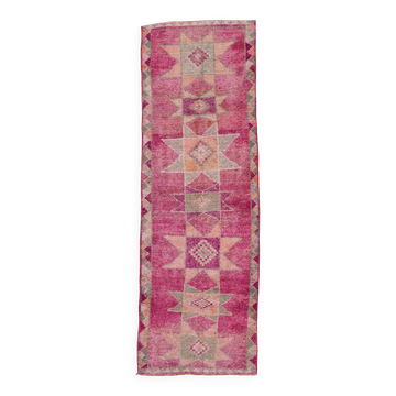 Pink Orange Turkish Runner Rug 100x302Cm
