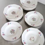 21 Digoin Sarreguemines porcelain soup plates, Nice model
