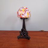 Art Deco table lamp, multi-coloured opaline in the shape of a mushroom, 1920