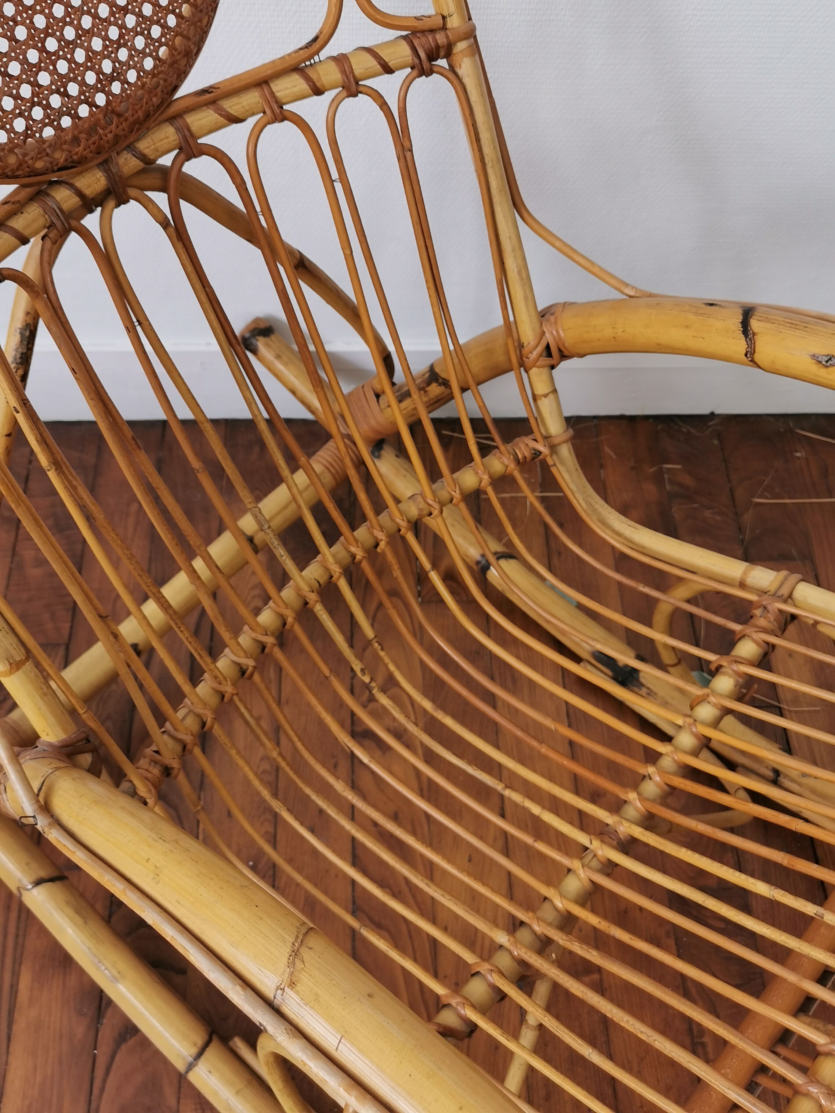 Rocking-chair in balboa and rattan