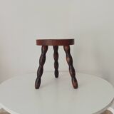 Vintage turned wood tripod stool