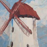 Tableau « Le moulin à vent coloré », design scandinave, 20e siècle, d'Aage Verner Thrane