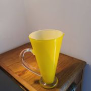 Pitcher, handcrafted vase in yellow glass