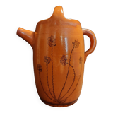 20th century ceramic chevrette enameled terracotta jug signed CM