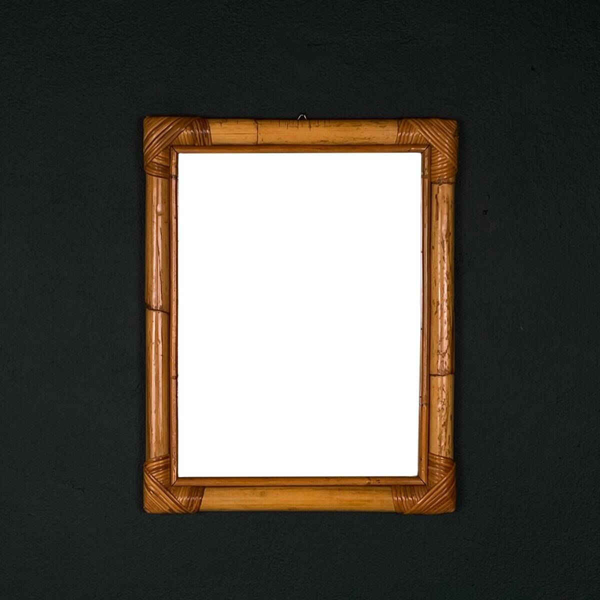 Mid-century bamboo wall mirror, Italy, 1960s