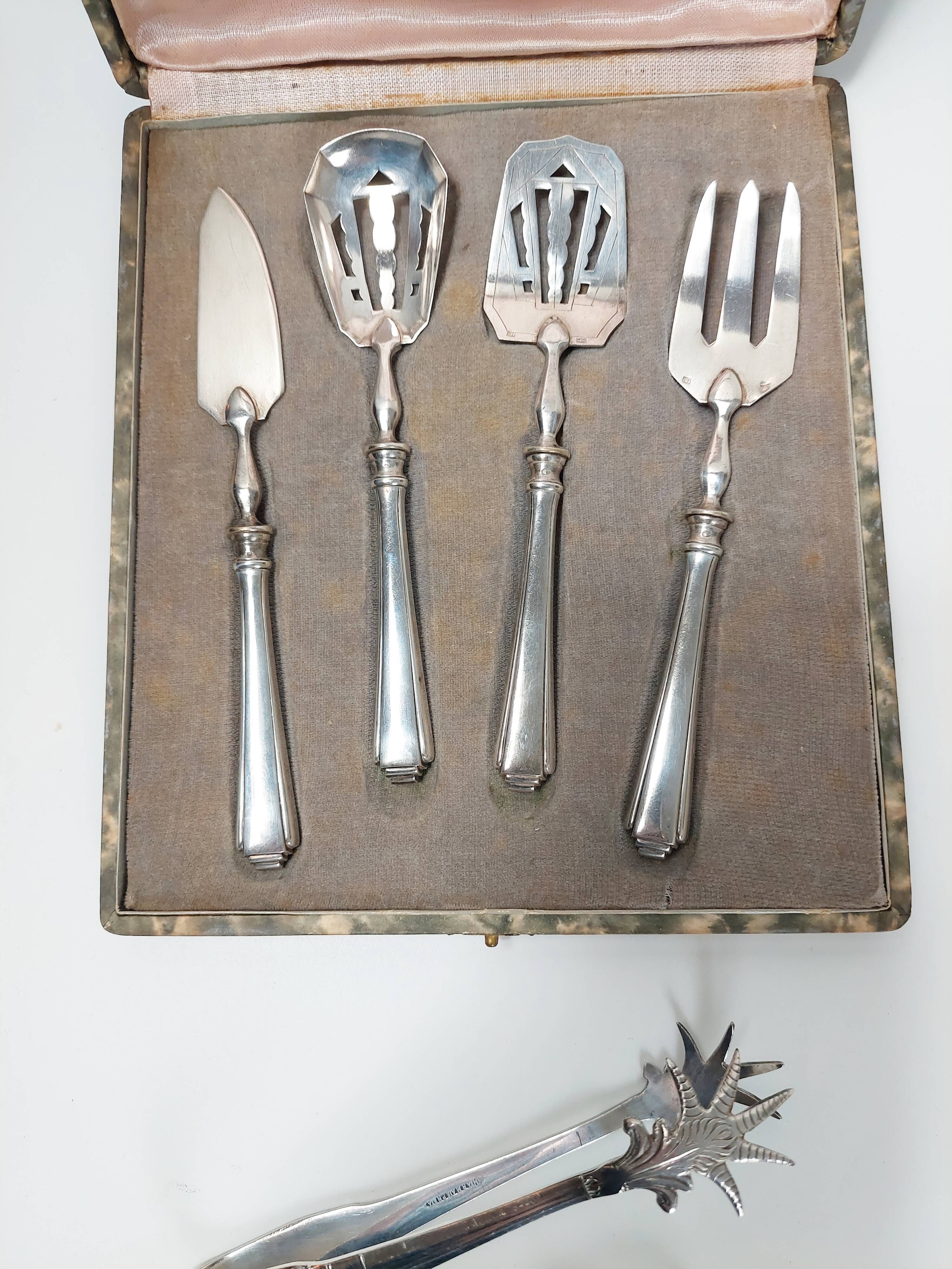 Set of dessert cutlery + 2 sugar tongs