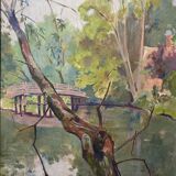 HSP painting "Trees at Flatford Mill" by Bonella Woodhead + frame England