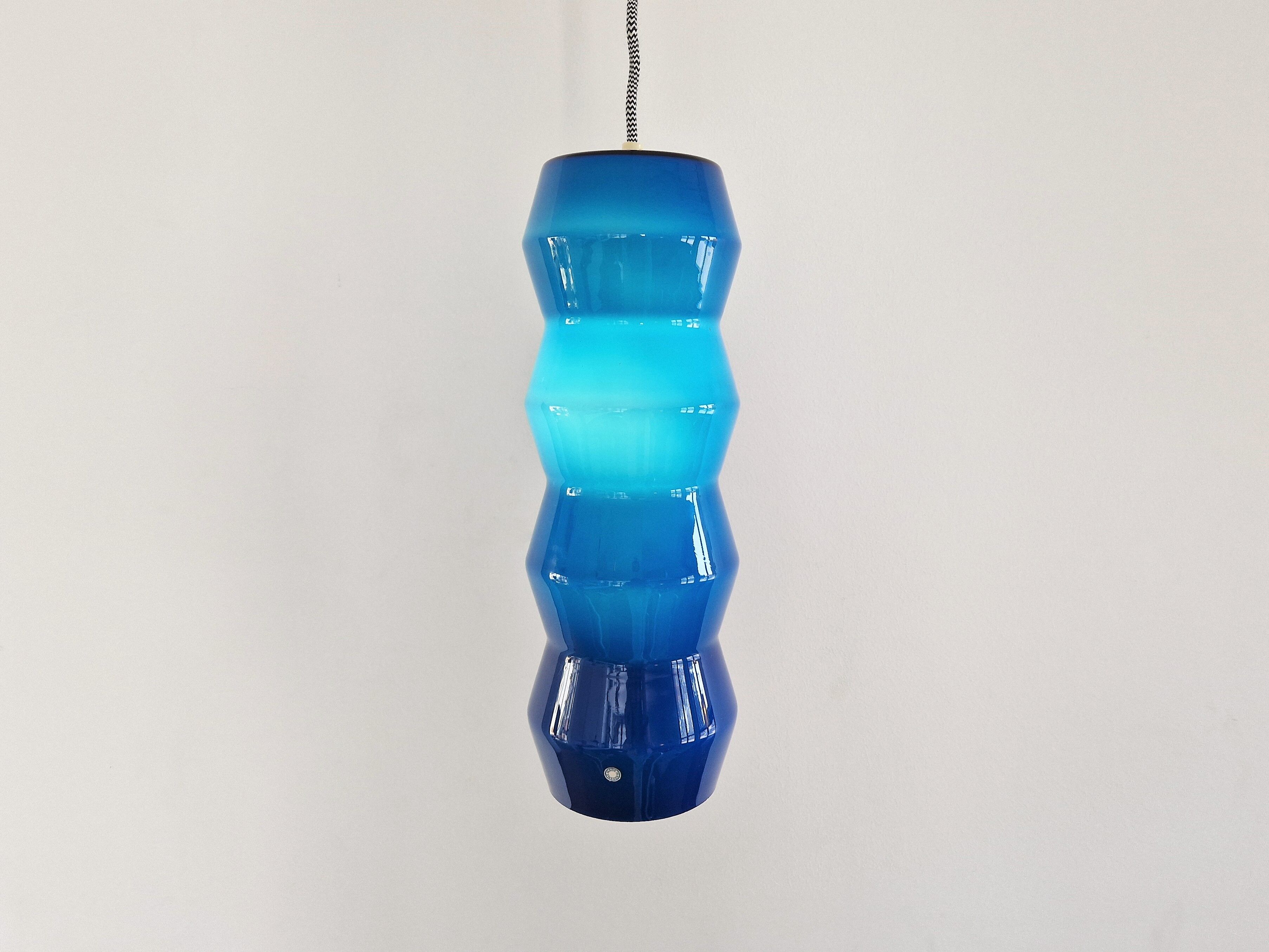 Blue colored Murano glass pendant lamp, Sweden 1960's