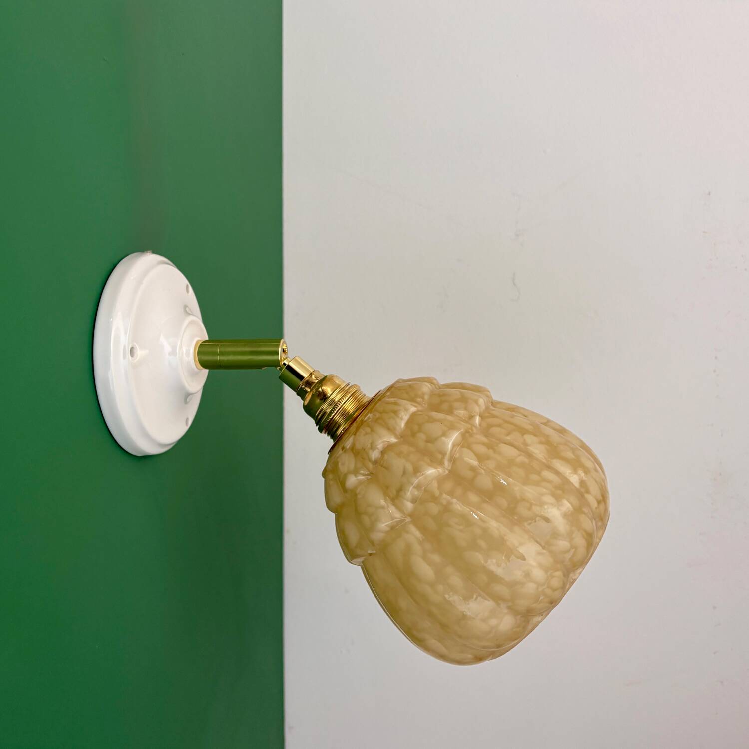 Vintage glass globe wall light in yellow from Clichy.