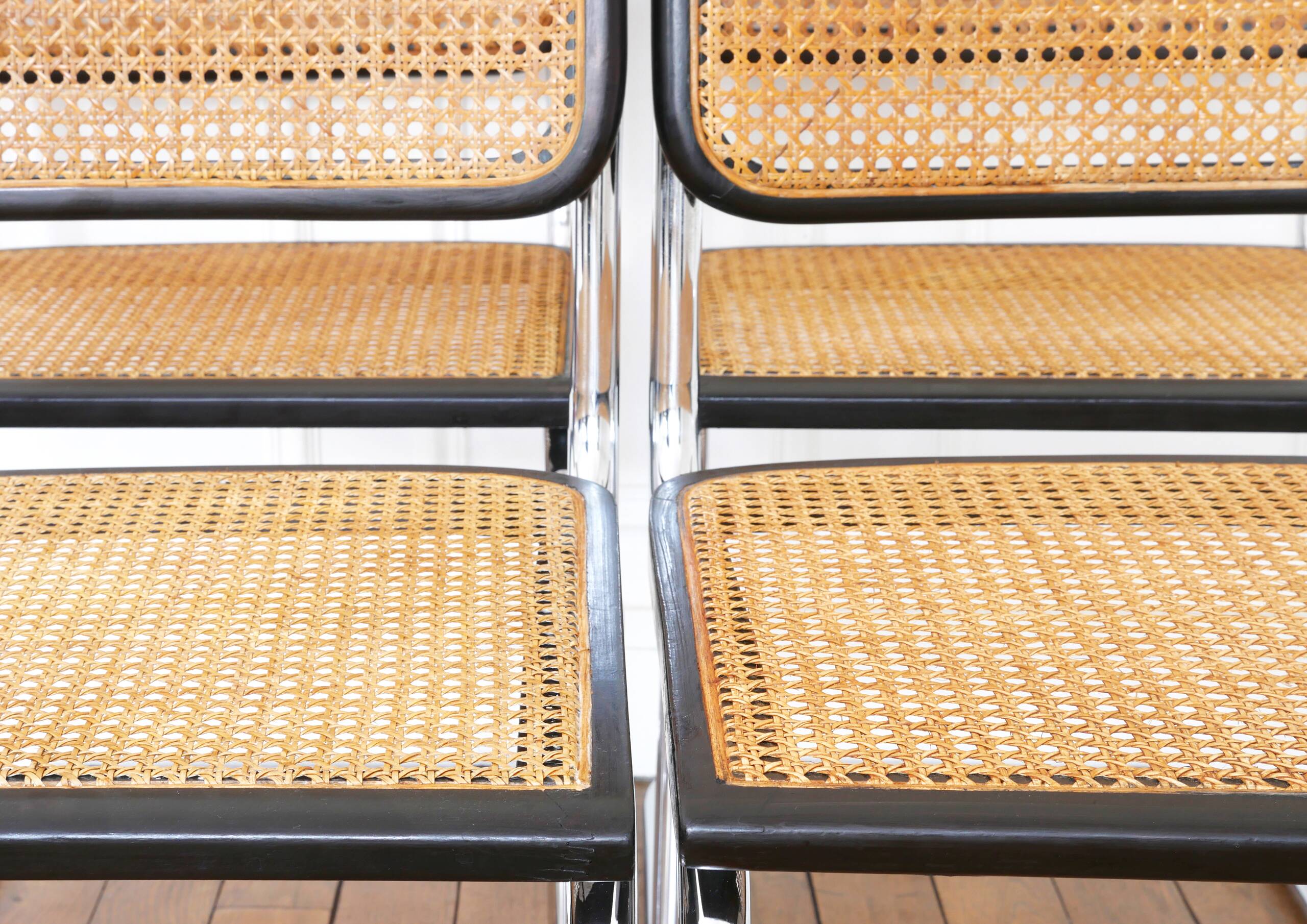 4 Cesca B32 Breuer chairs made in Italy - re-caned seats.