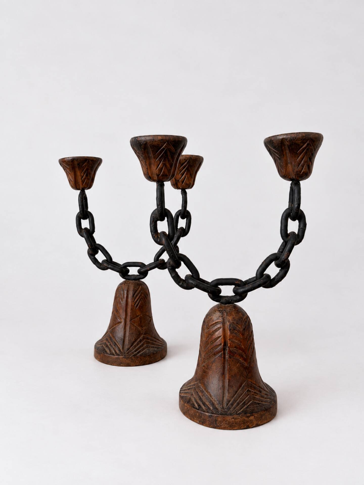 Brutalist pair of candlesticks