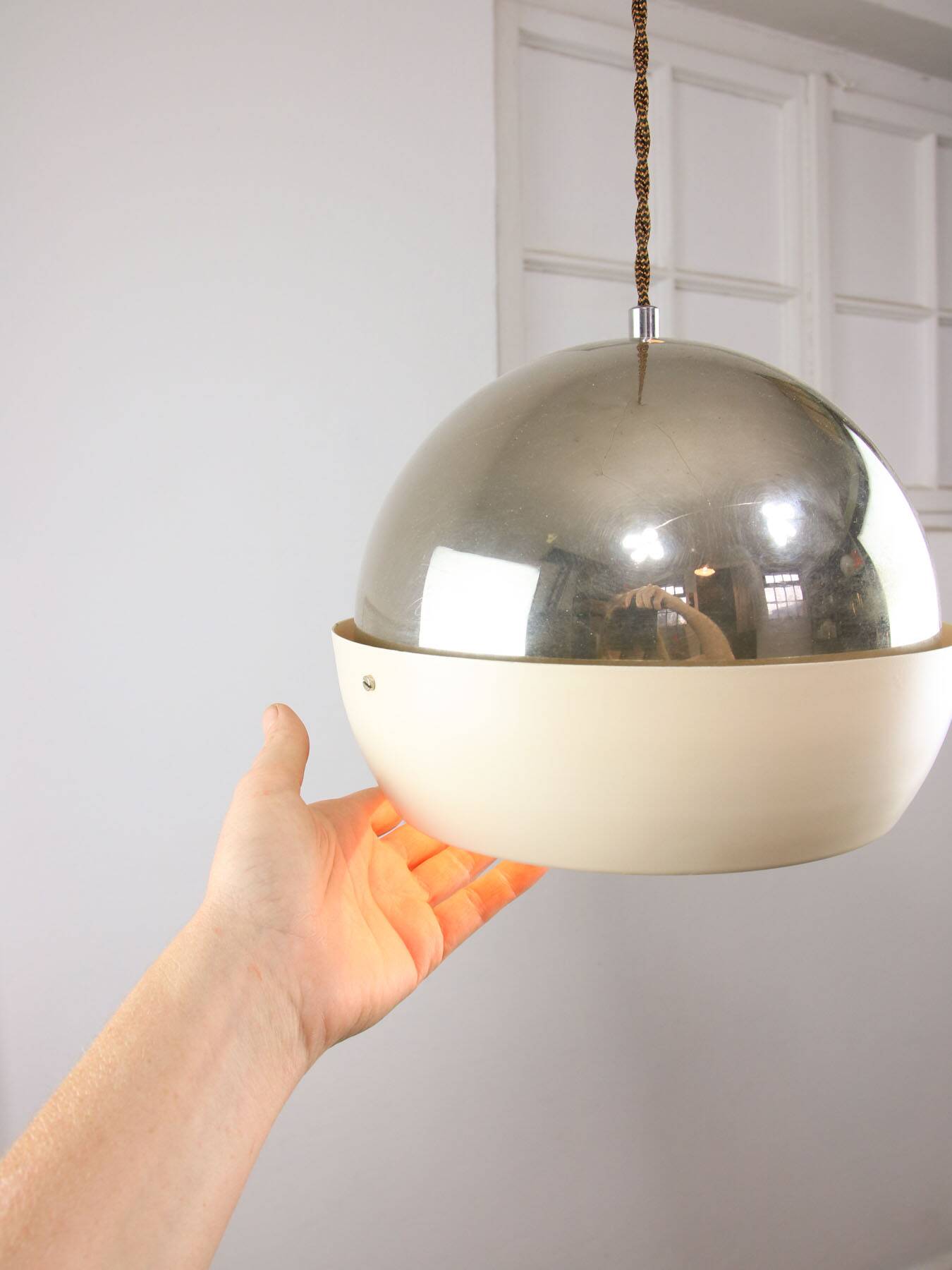 Space-age Italian Chrome Pendant Lamp
