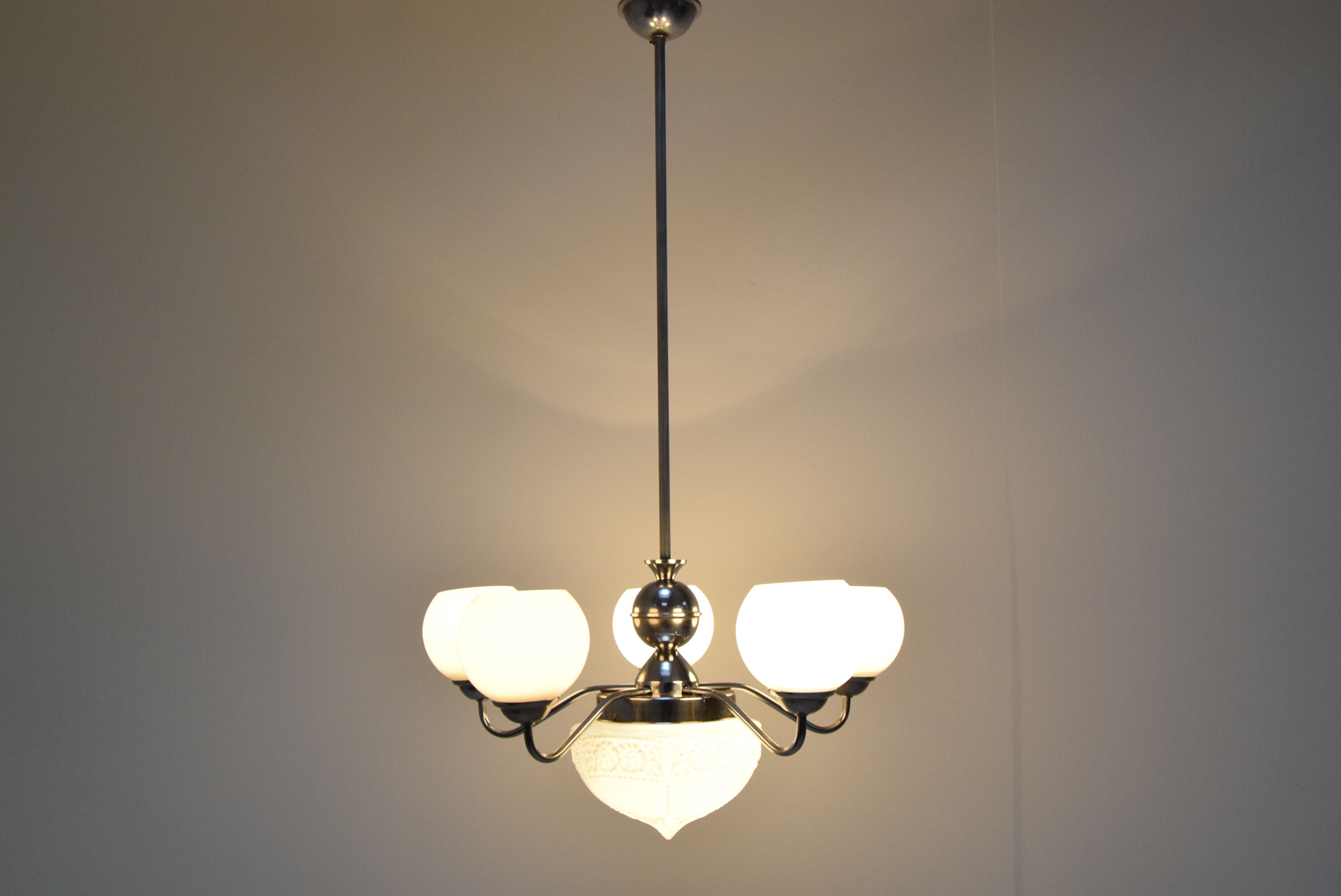 Art deco chrome chandelier,1930's.