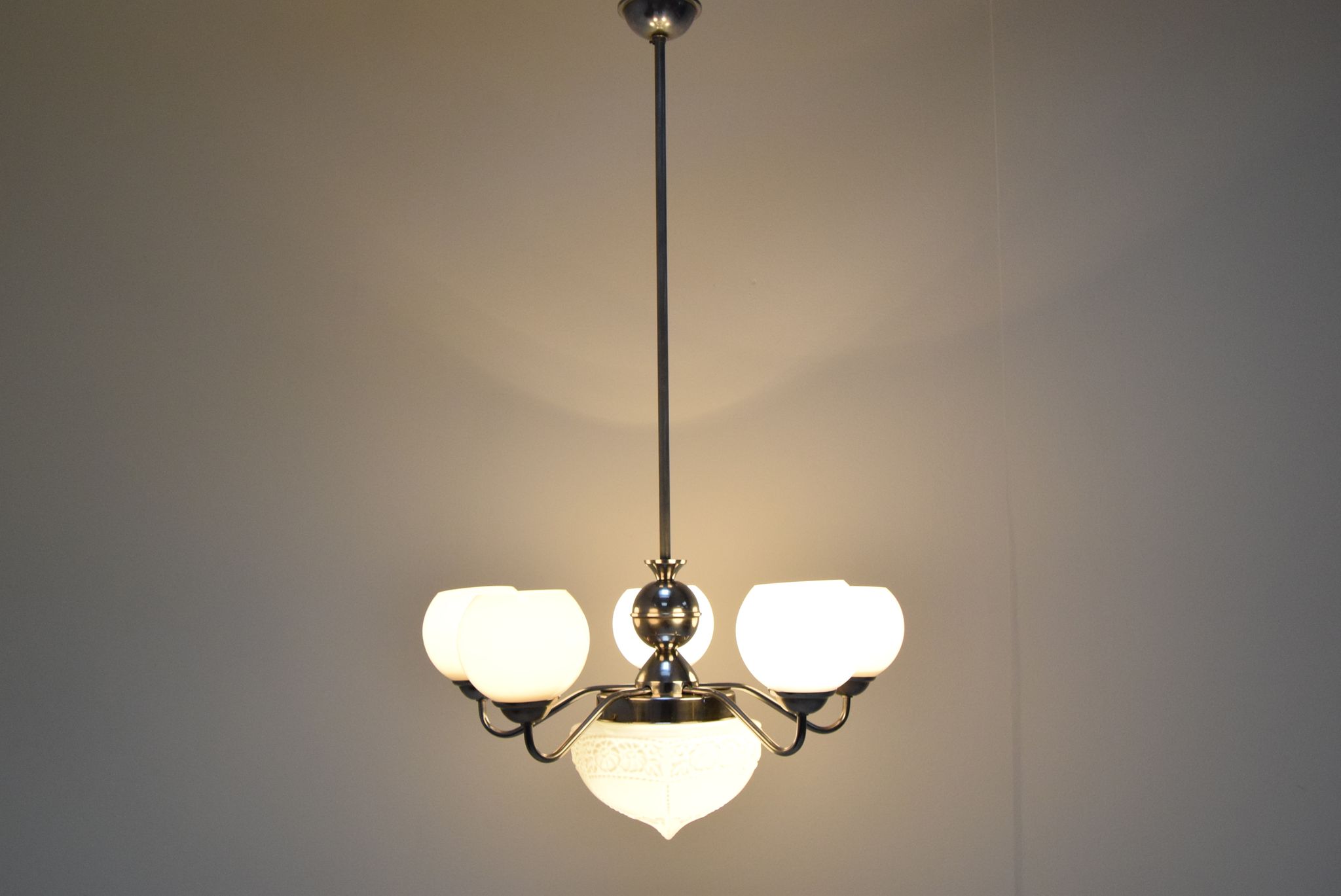 Art deco chrome chandelier,1930's.
