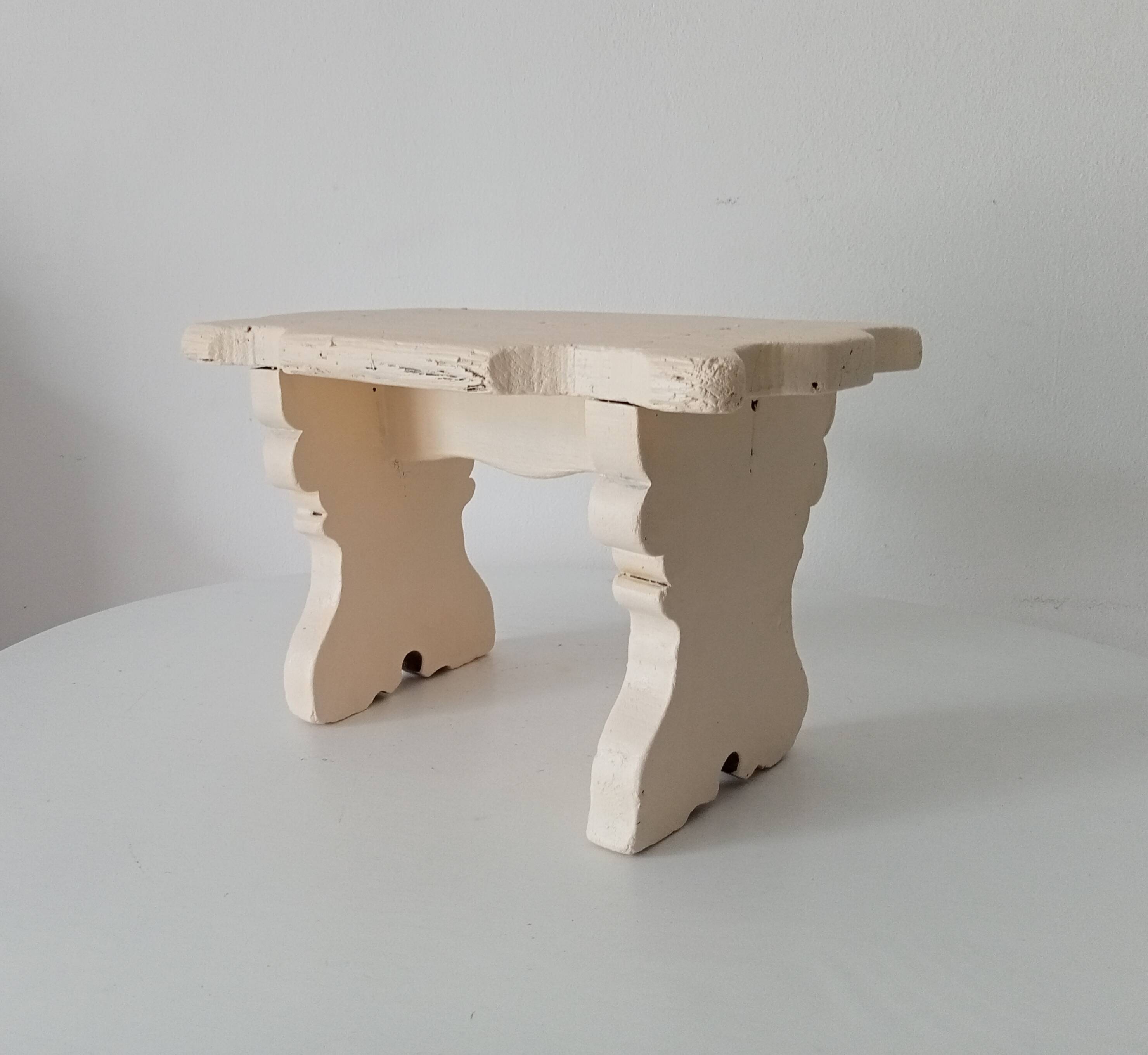 Antique carved solid wood stool