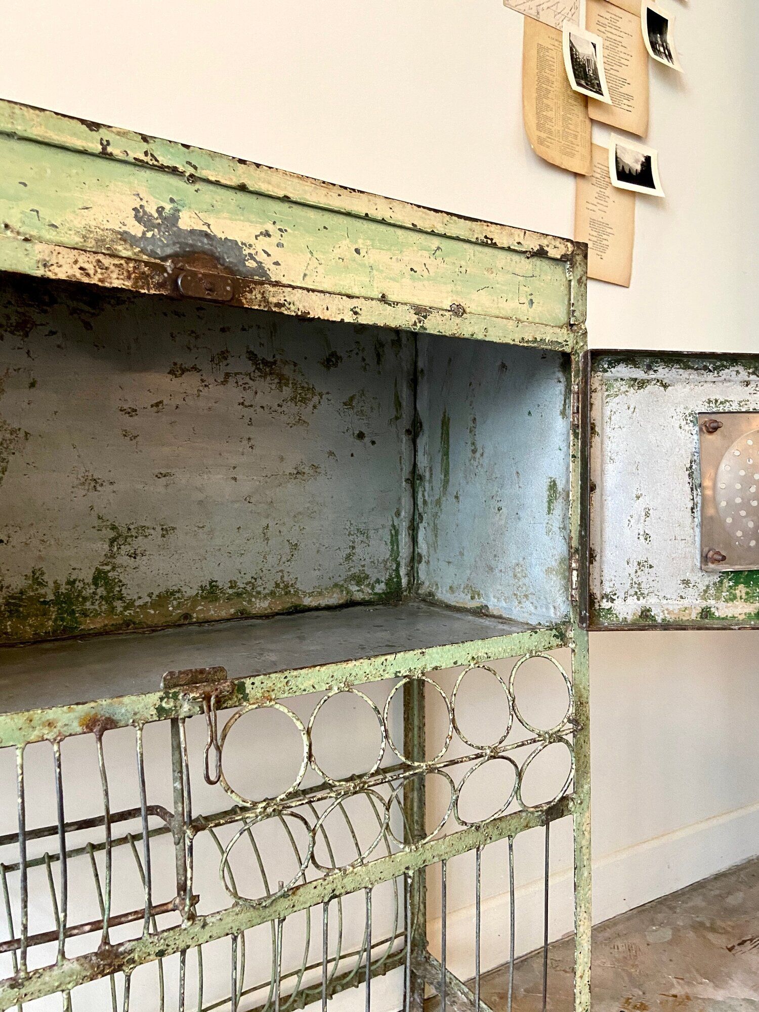 Storage cabinet in water green metal